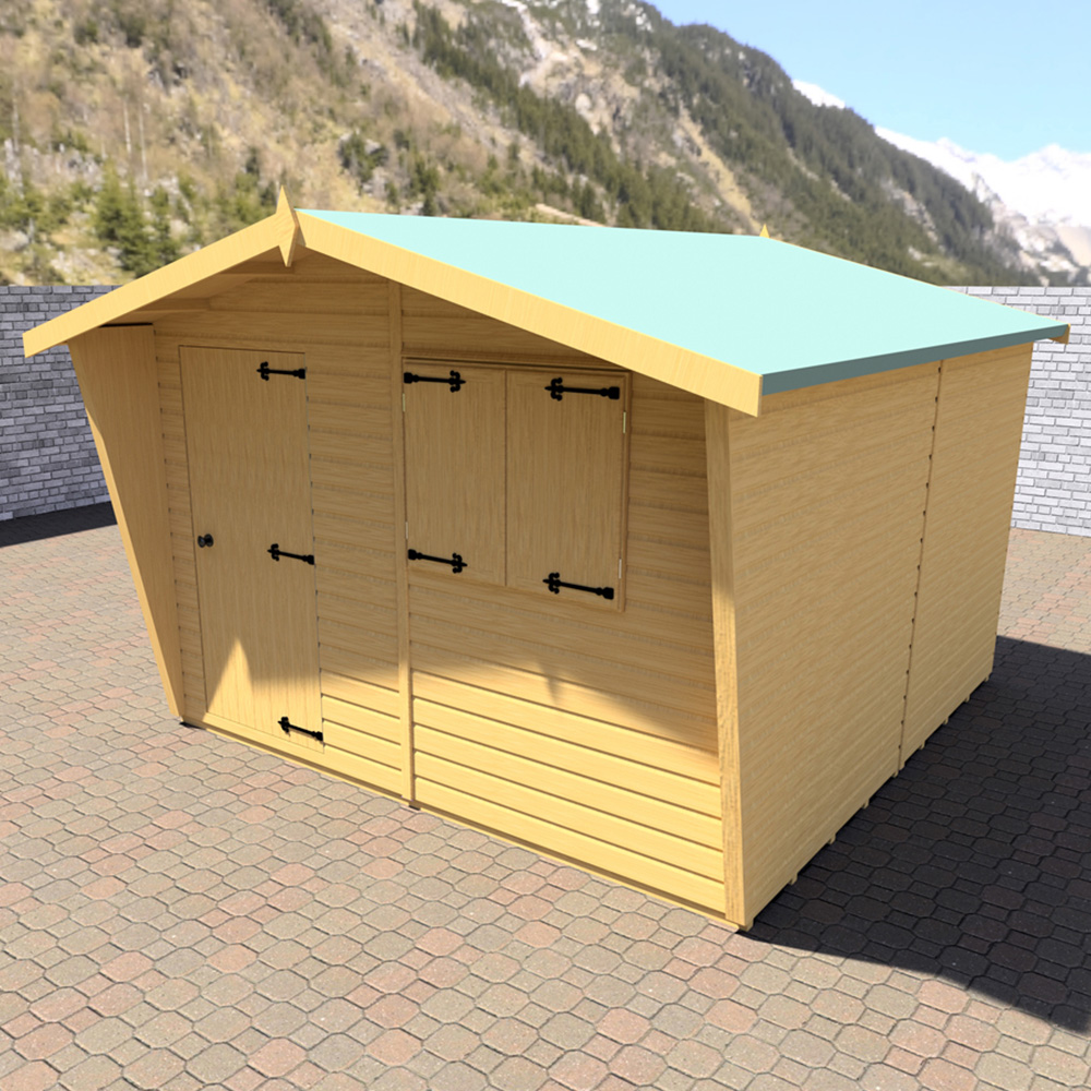 Shire 10 x 10ft Shiplap Style D Security Cabin Apex Garden Shed Image 2