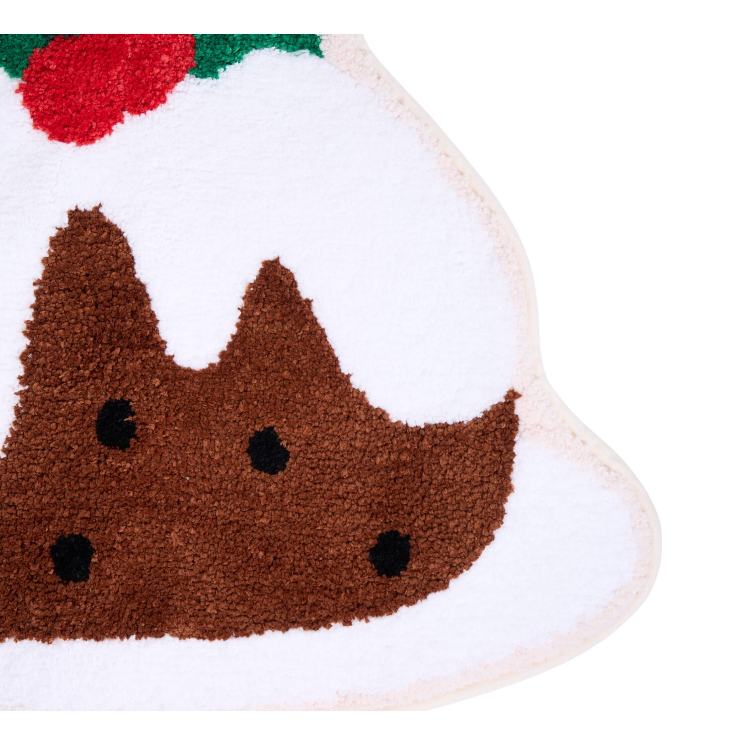 Christmas Pudding Bath Mat Brown and White Image 2