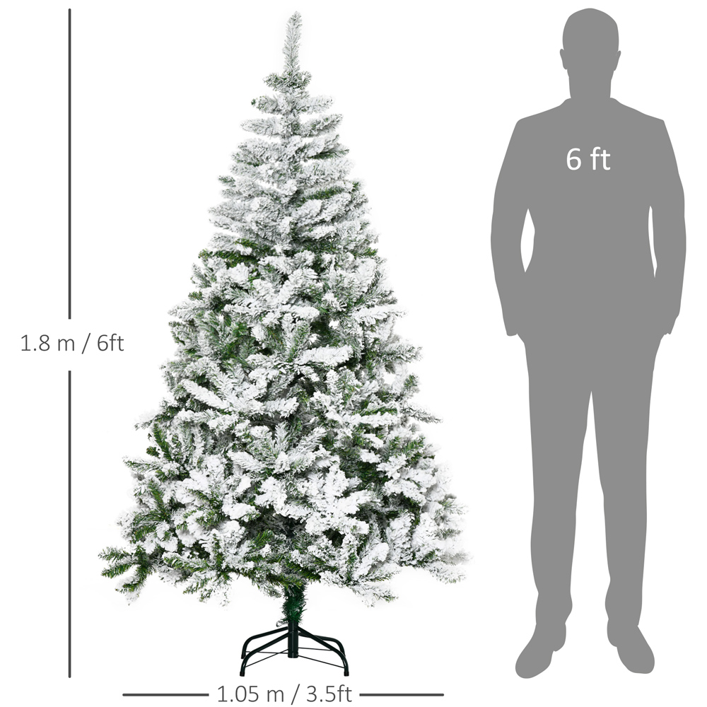 Everglow Green Snow Flocked Artificial Pine Christmas Tree with Steel Base 6ft Image 8
