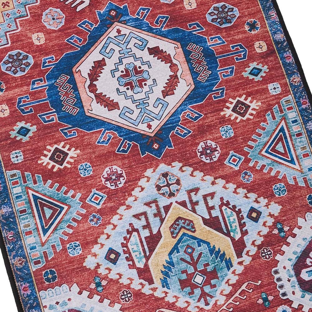 Living and Home Bohemian Red Eclectic Geometric Non-Slip Runner Rug 180 x 60cm Image 5