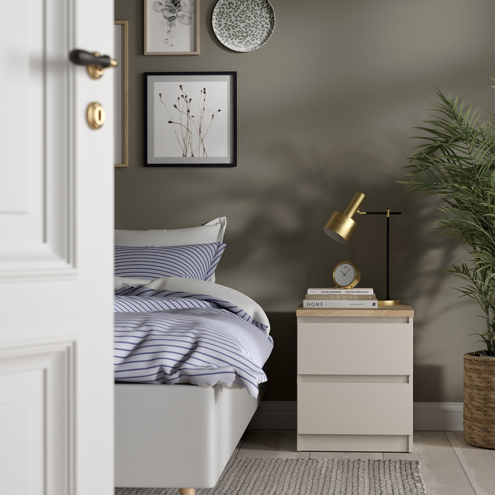 Florence Naia 2 Drawer Cashmere Jackson Hickory Bedside Table Image 6