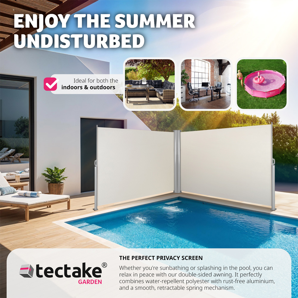 tectake Beige Double Sided Retractable Side Awning 1.8 x 6m Image 7