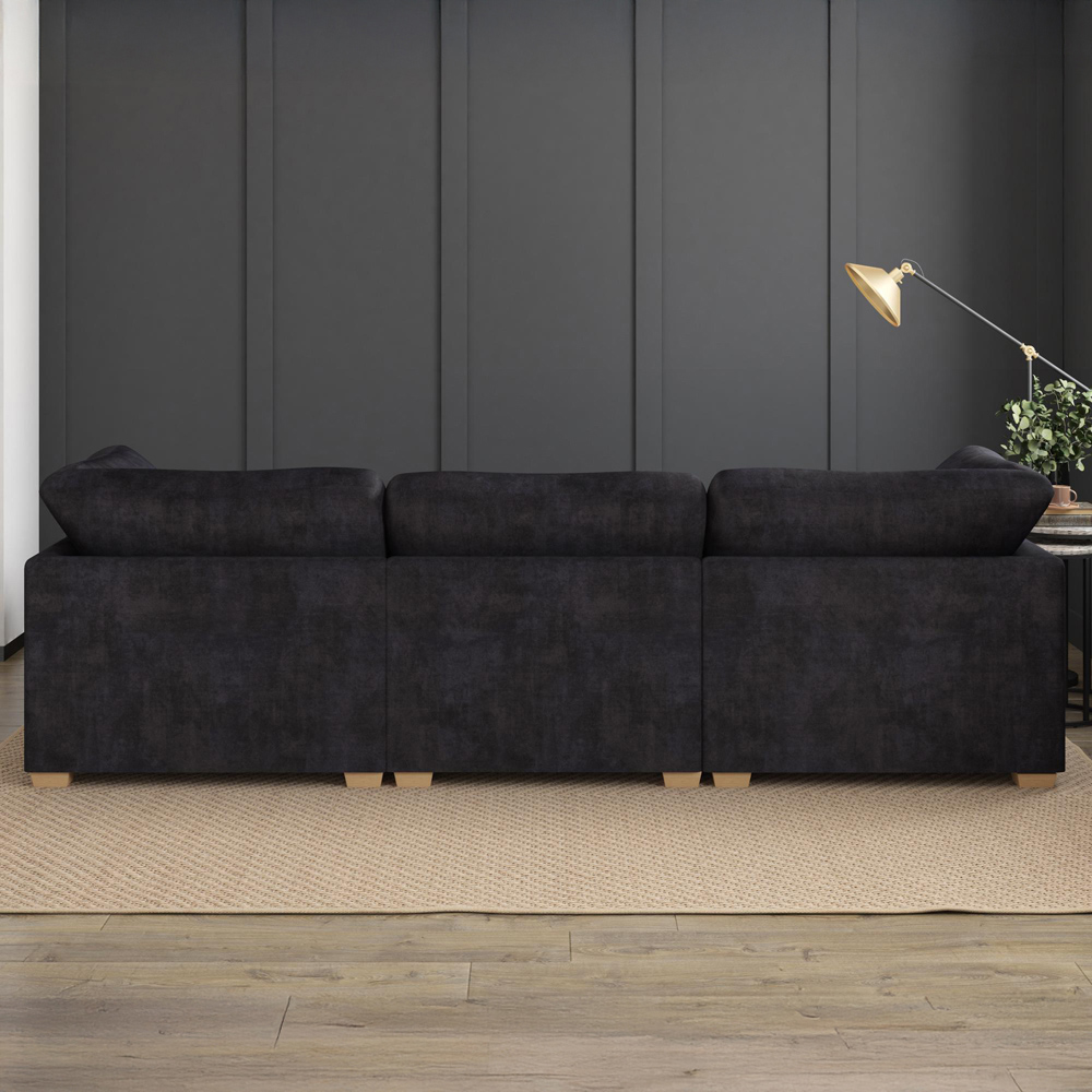 Nestle 5 Seater Ebony Plush Velvet Fixed Back U-Shape Sofa Image 8