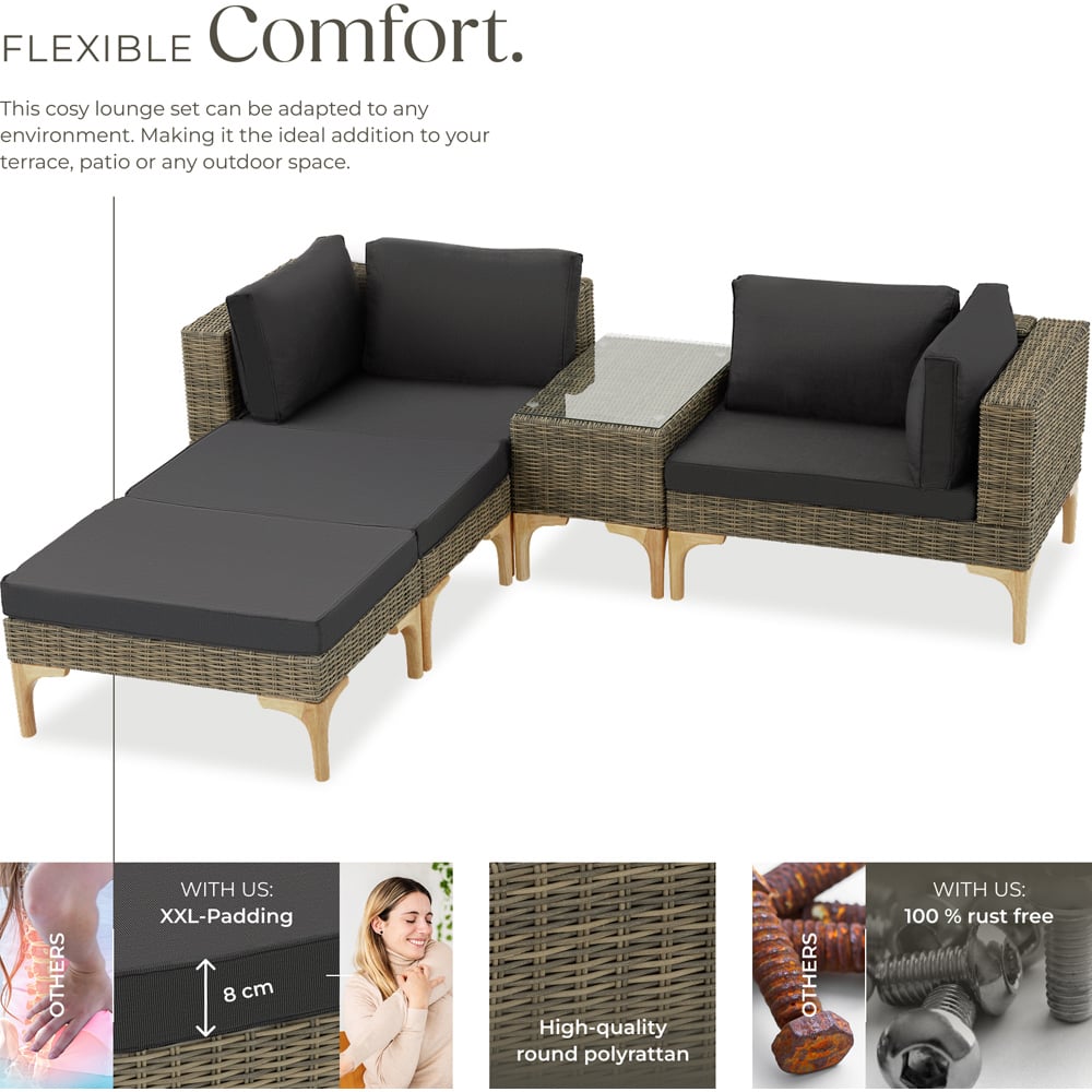 tectake Bellaria 4 Seater Nature Garden Furniture Set Image 3