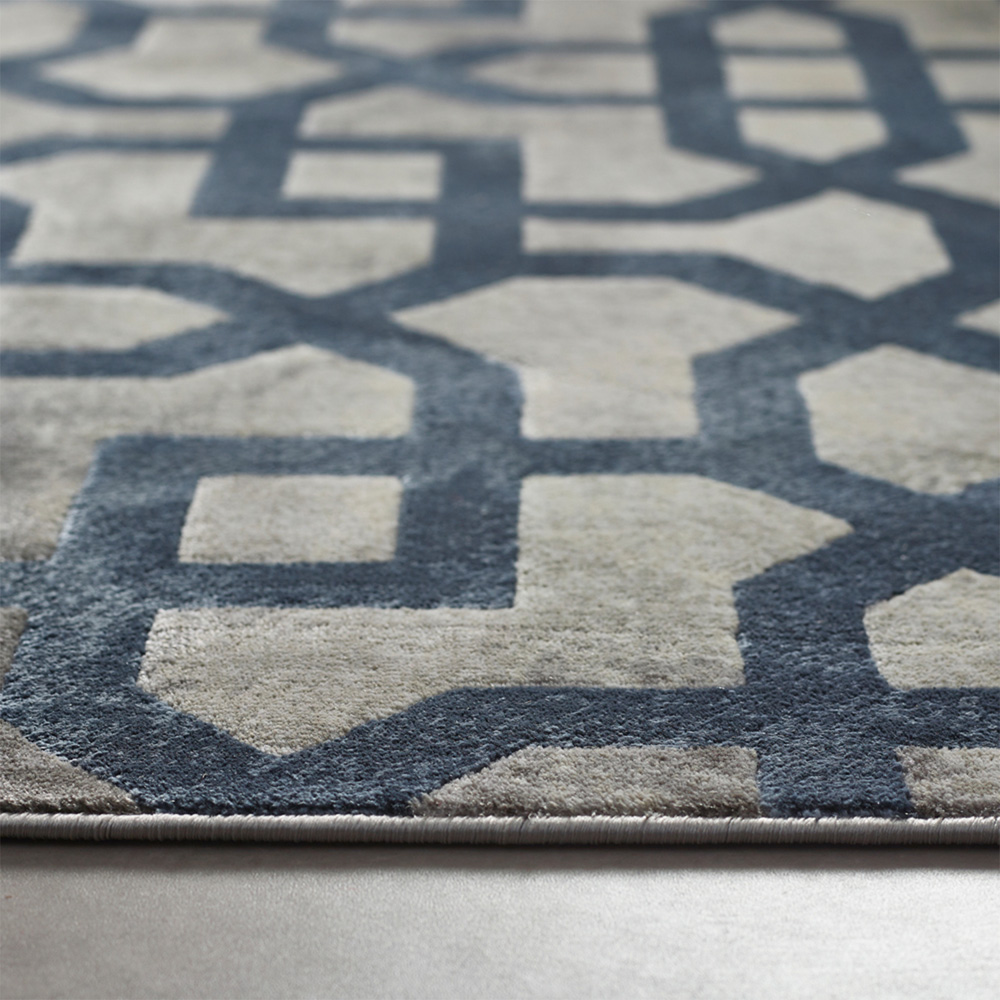 Origins Avanti Grey And Blue Geometric Rug 120 X 170cm Homebase