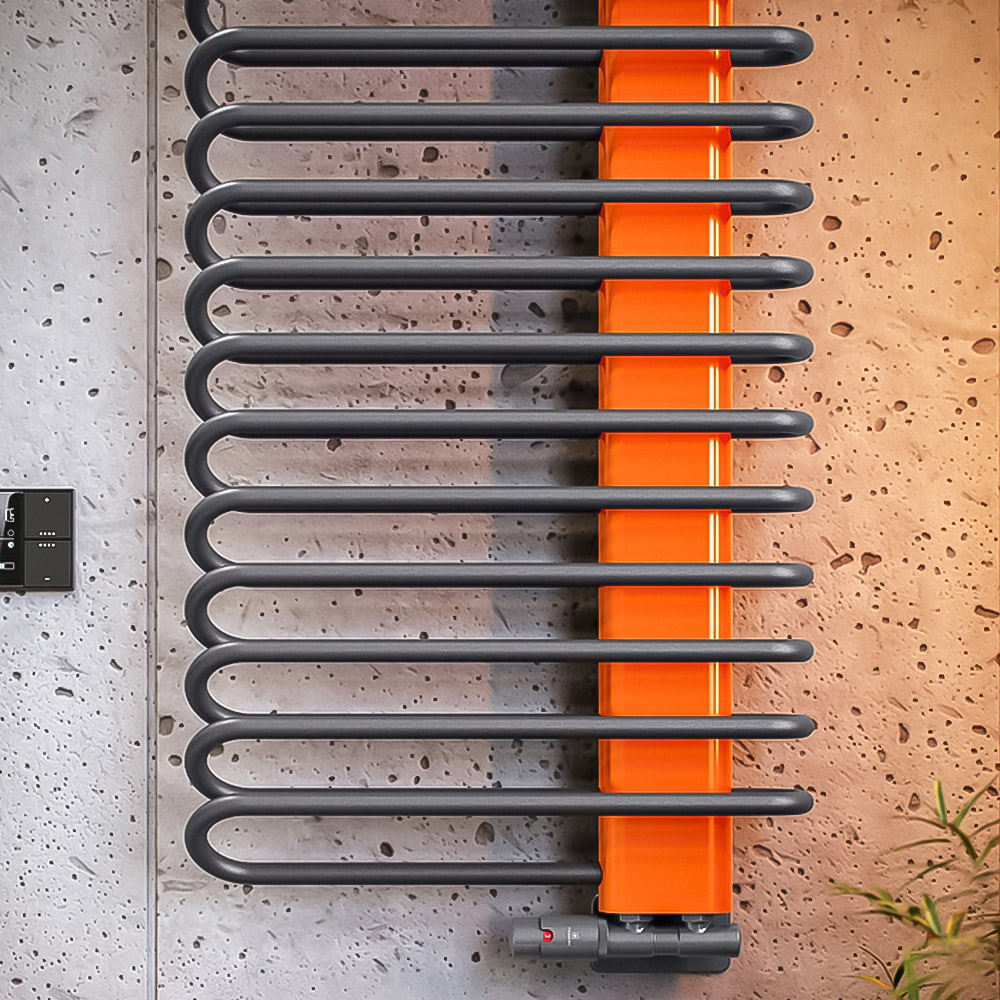 Terma Michelle 2459BTU Graphite and Orange Heated Towel Rail 1200 x 500mm Image 6