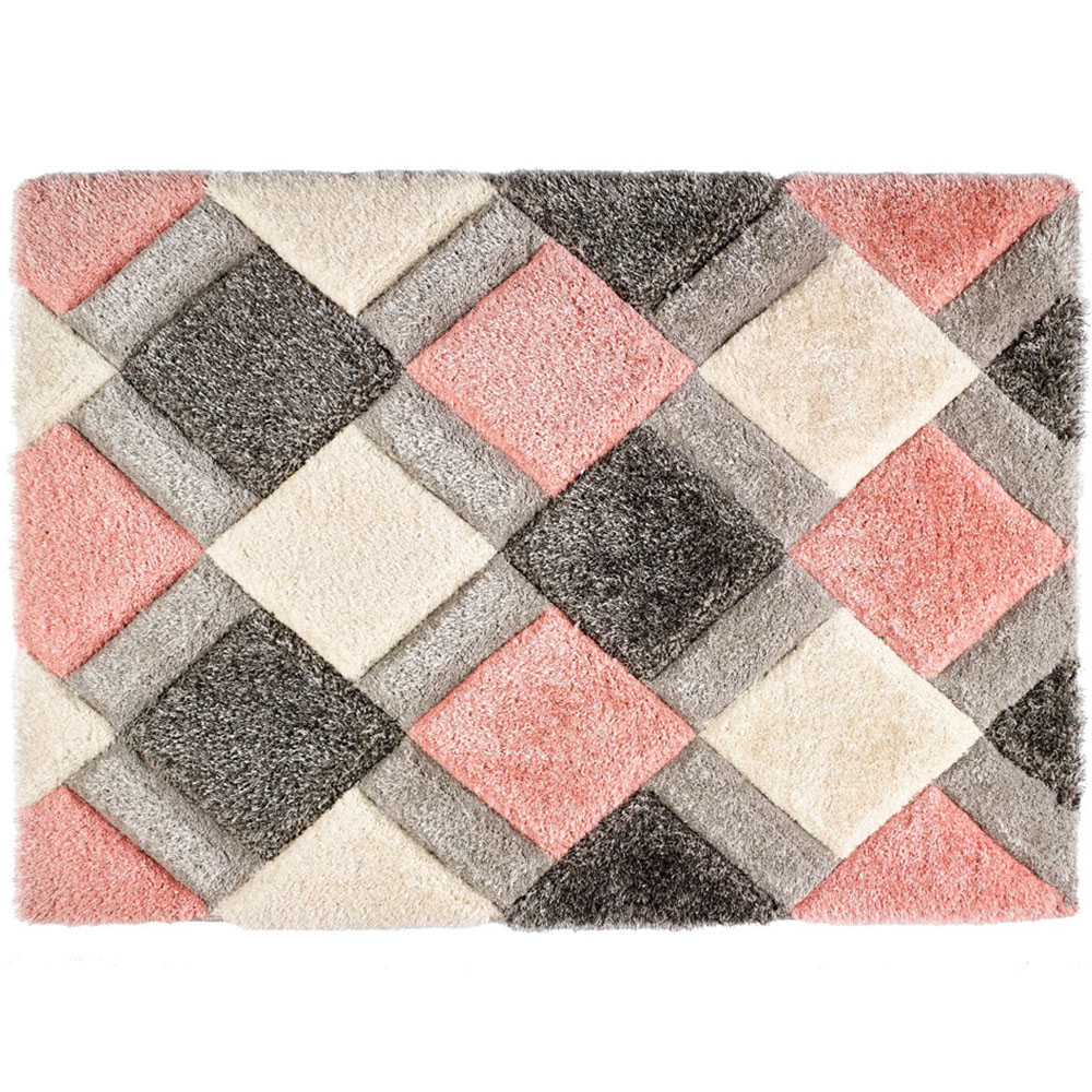 Origins Blush 3D Geo Shaggy Carved Rug 80 x 150cm Image 1