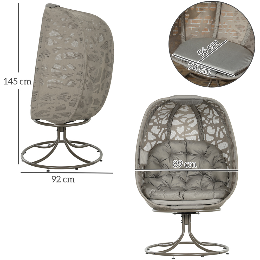 Outsunny Sand Foldable Swivel Egg Chair with Cushions Image 8