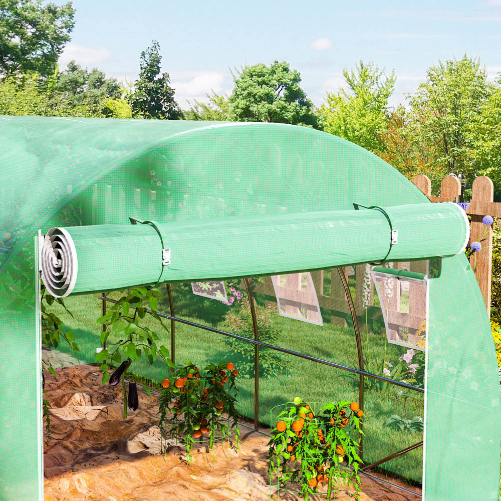Outsunny 6.5 x 13 x 10ft Green Replacement Greenhouse Cover Image 4