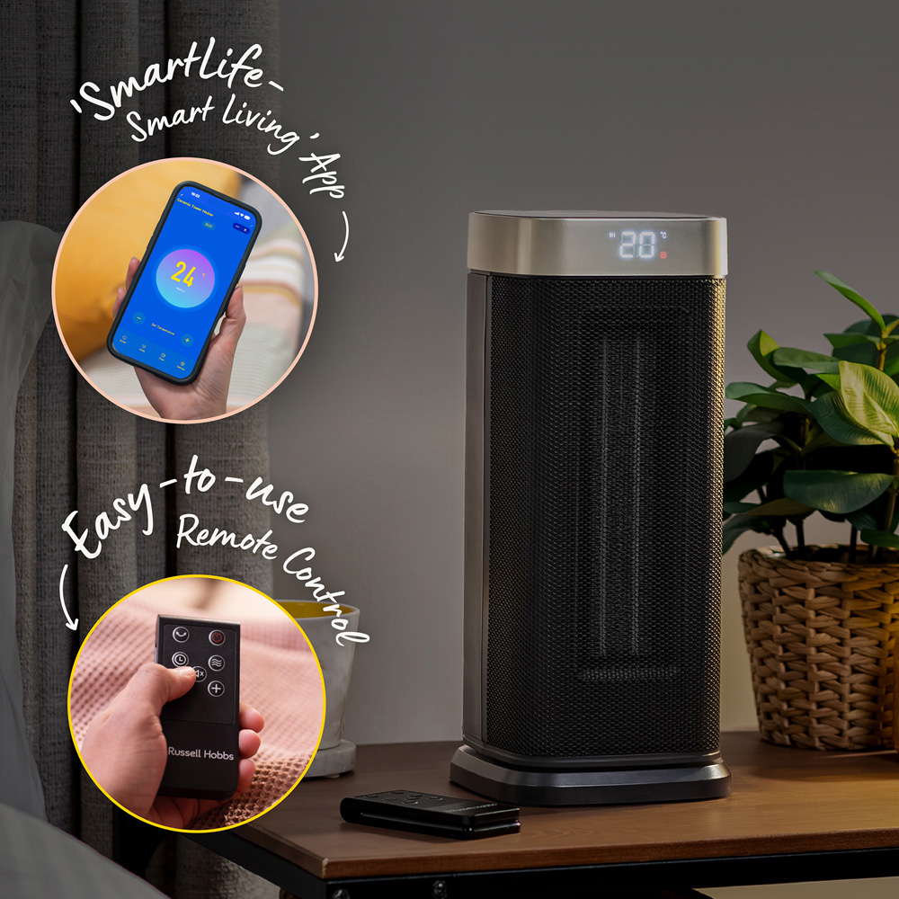 Russell Hobbs RHCTH2002G-SMT Black and Gold Square Smart Wi-Fi Enabled Ceramic Heater 2000W Image 5