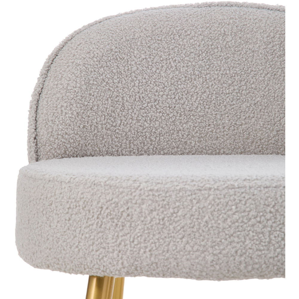 Living and Home Grey and Gold Teddy Fleece Curved Backrest Vanity Stool Image 5