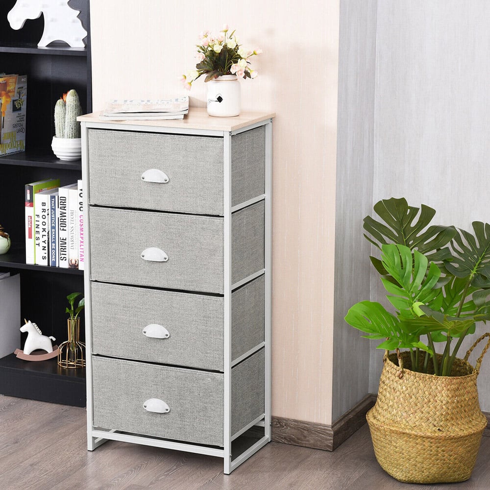 Costway 4 Drawer 3/4 Fabric Bedside Storage Cabinet with Foldable Drawers Image 5