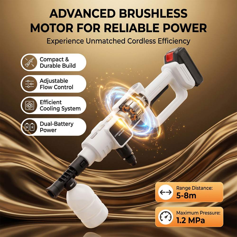 Living and Home GT200081 White 21V Cordless Pressure Washer with 6-in-1 Nozzle Image 7