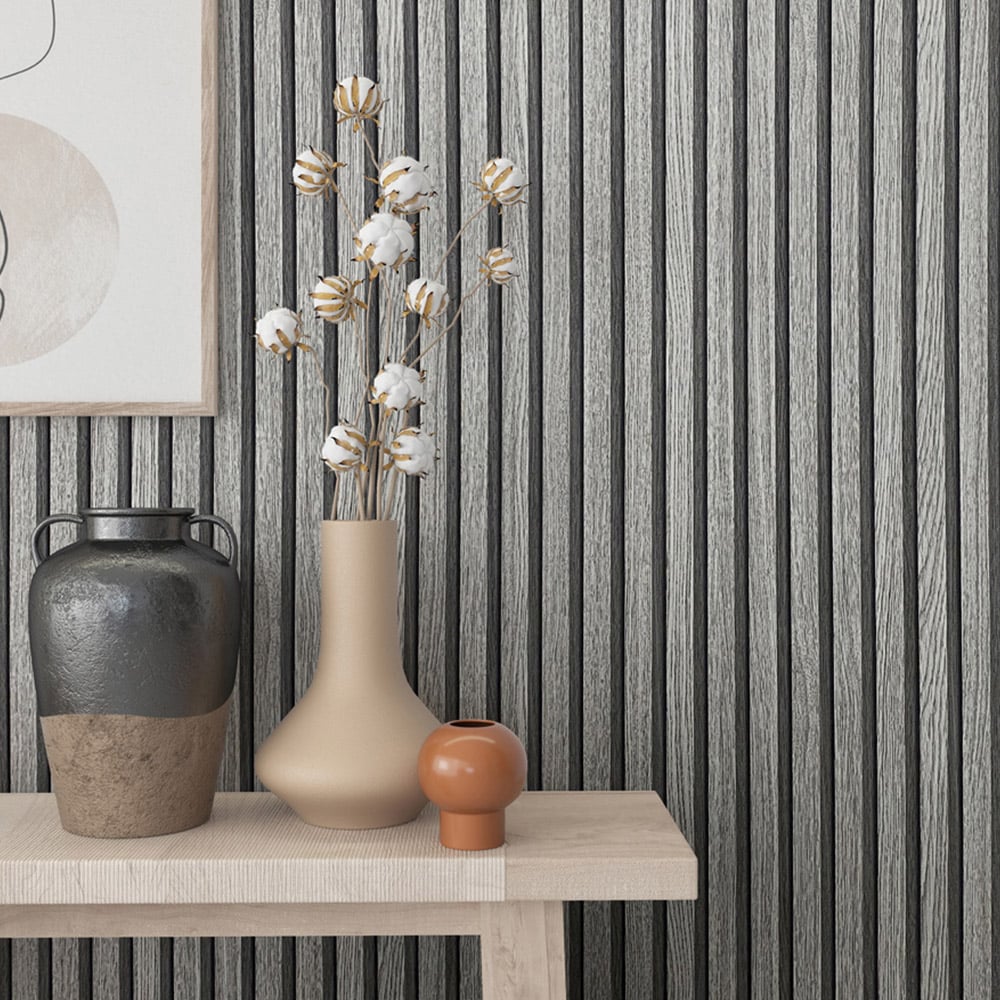Galerie Industrial Effects Panelled Grey and Charcoal Wallpaper Image 4