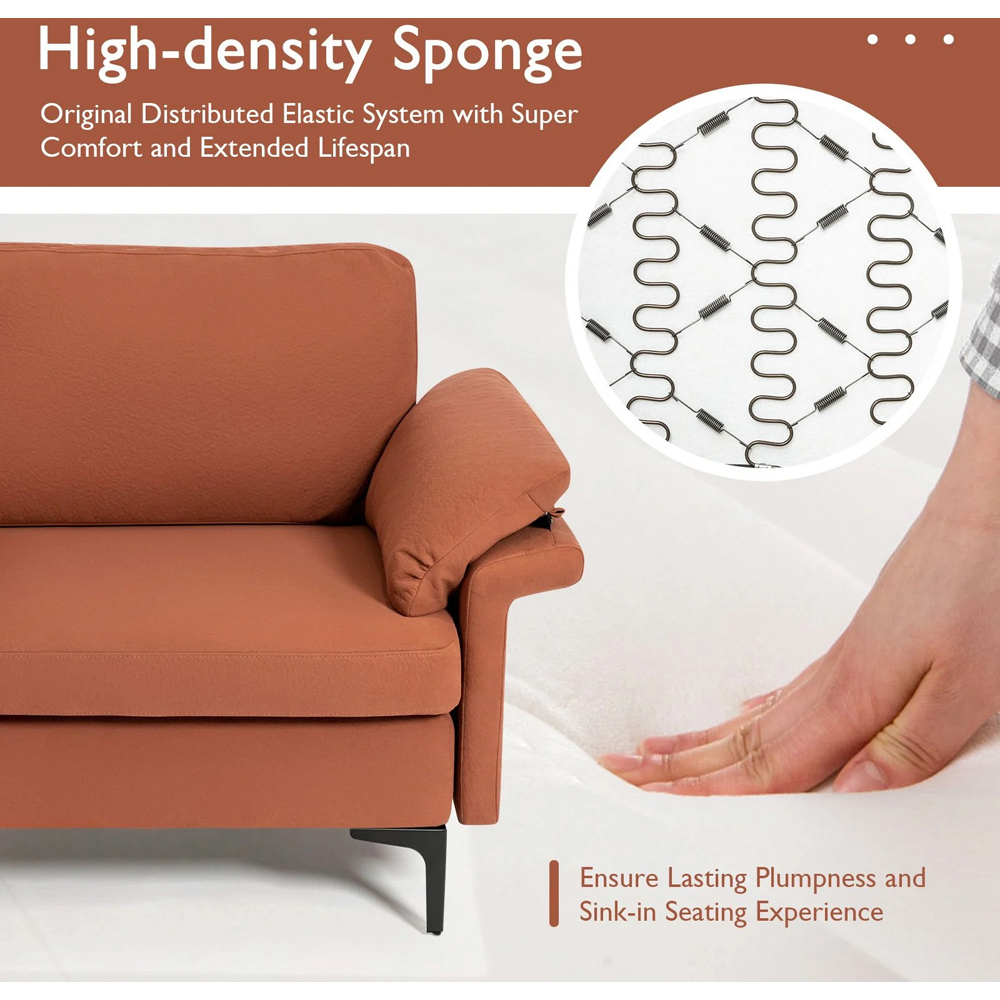 Costway 2 Seater Orange Upholstered Sofa Image 6