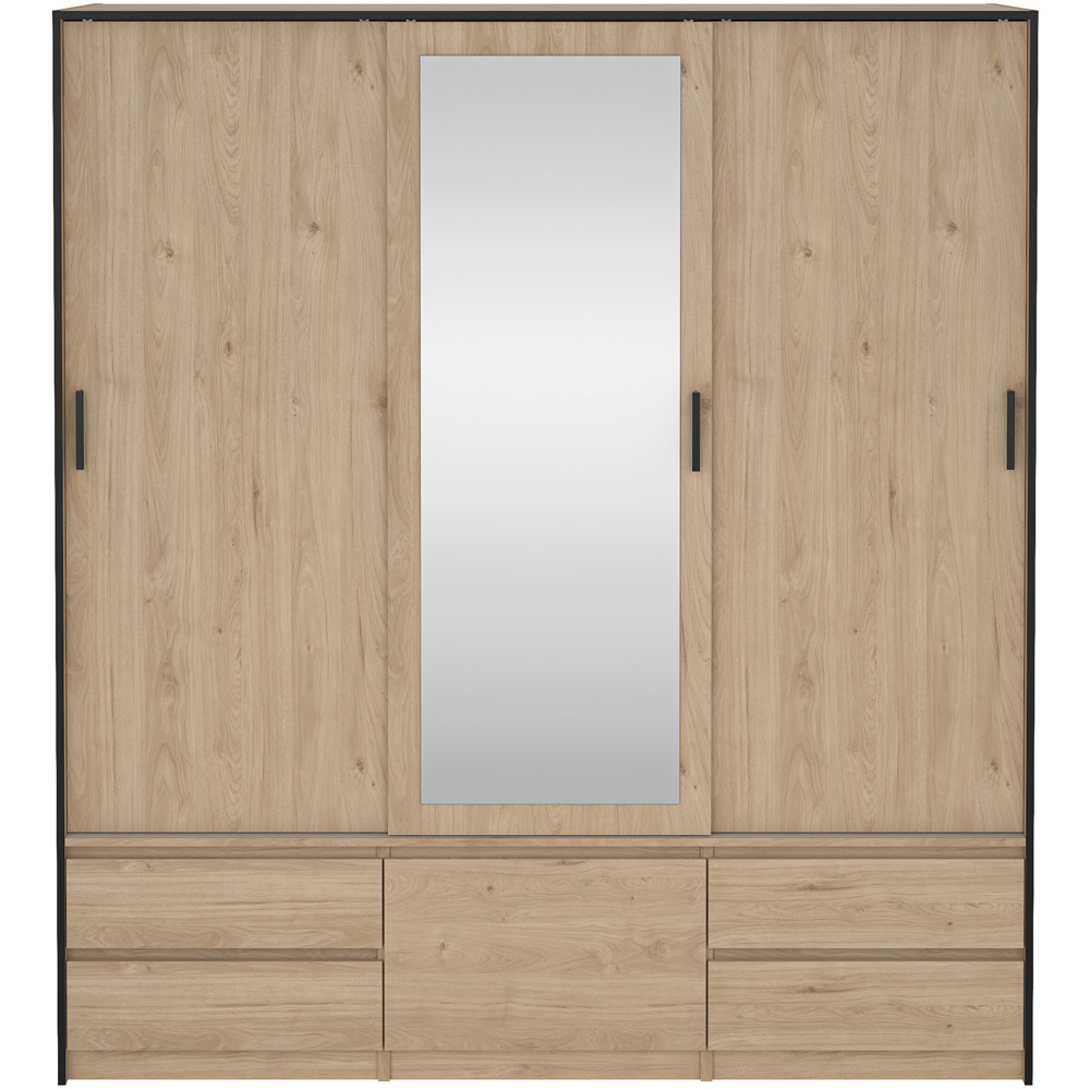 Florence 4 Door 4 Drawer Jackson Hickory Oak Sliding Wardrobe Image 3
