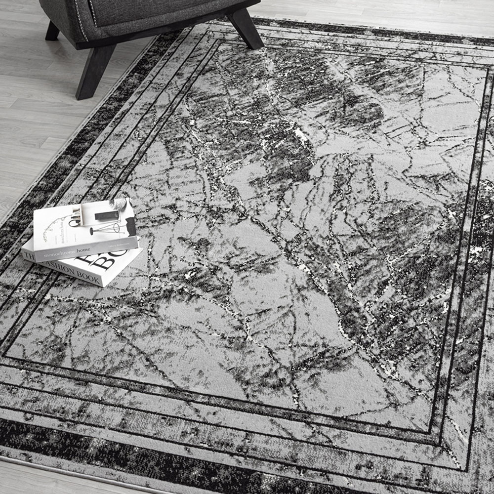 Desire Rugs Obsidian Grey Abstract Frame Rug 120 x 170cm Image 3