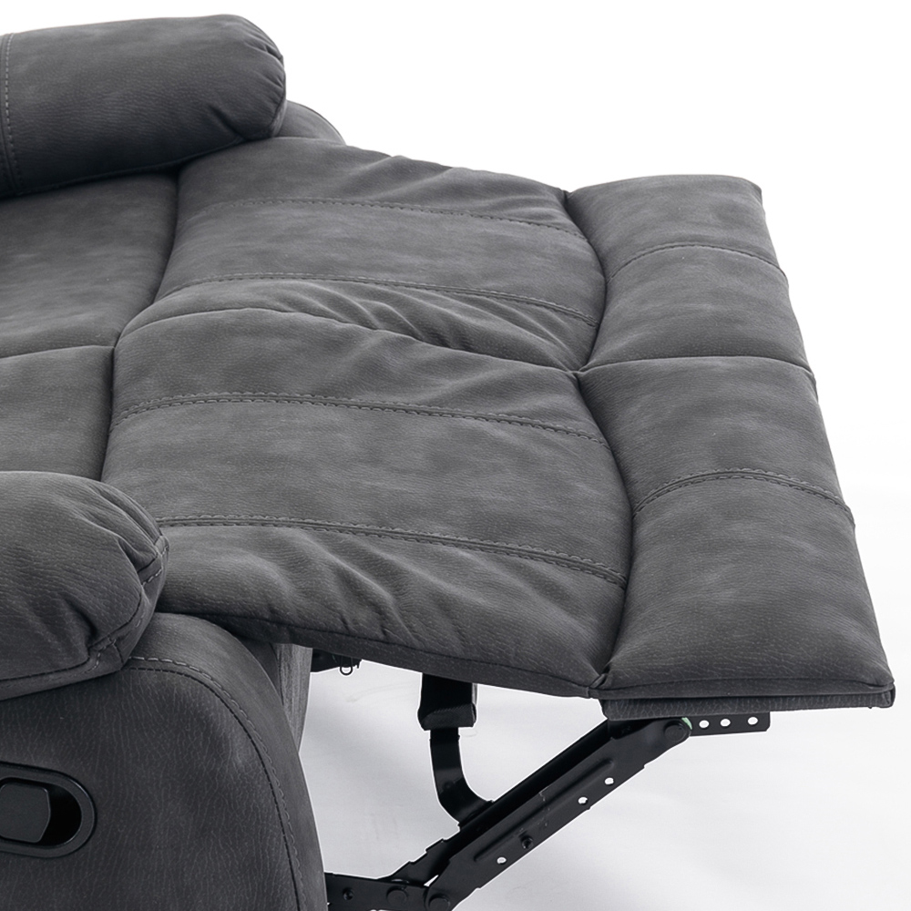 Furniture One 2 Seater Dark Grey Full Fabric Manual Recliner Sofa Image 6