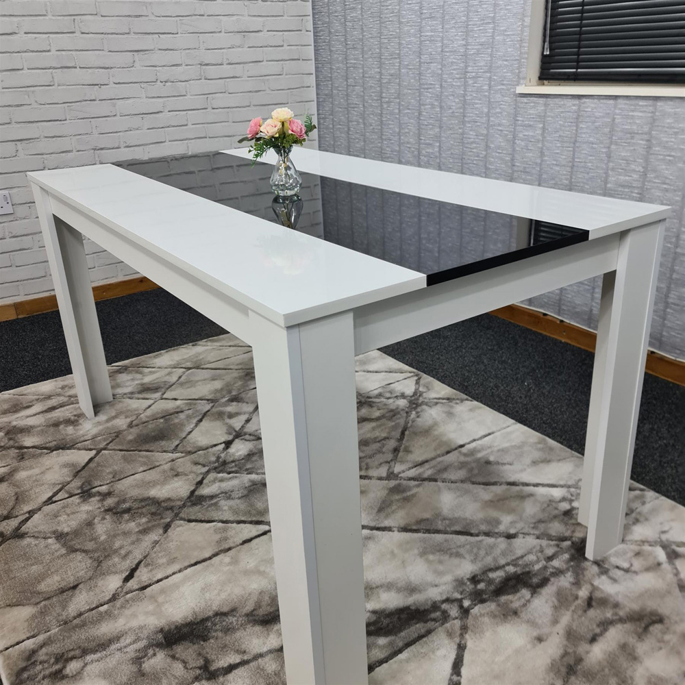 Portland 6 Seater Square Dining Table White and Black Image 2