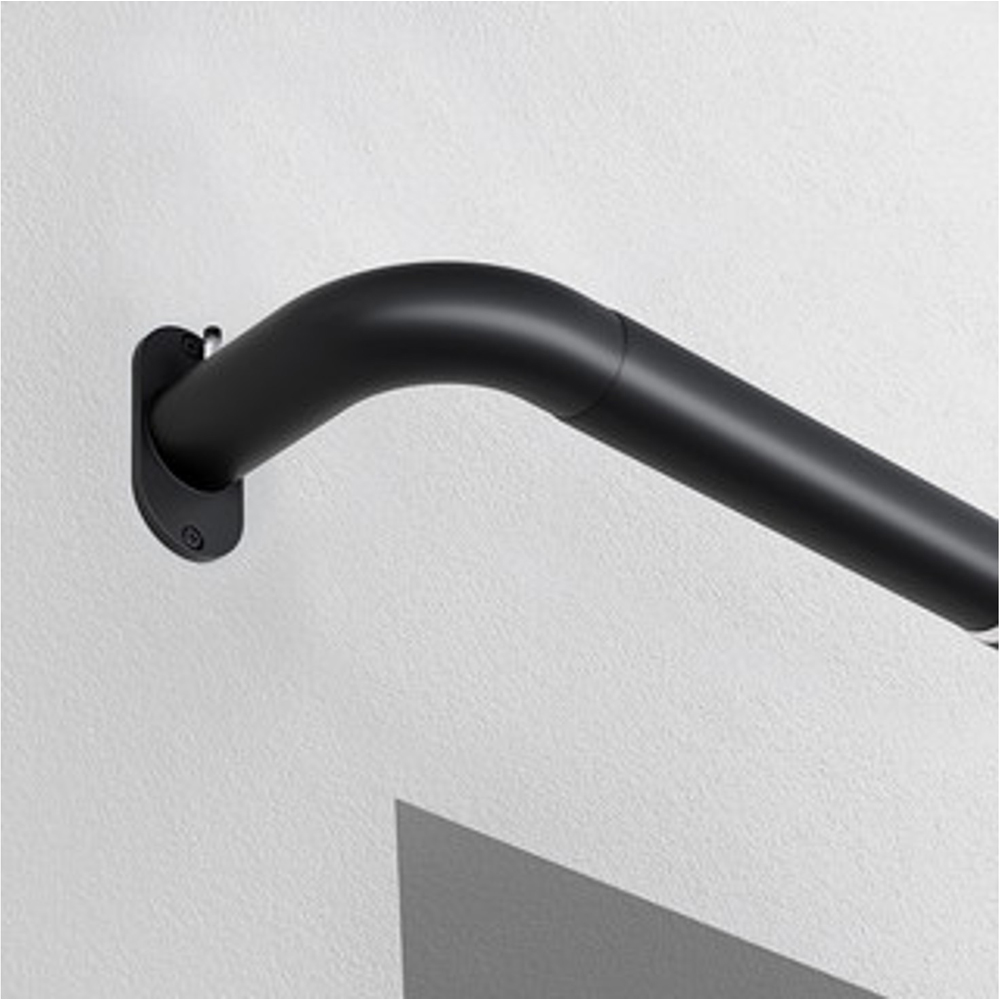 New Edge Blinds 120-210cm Black Room Darkening Extendable Curtain Pole Image 2