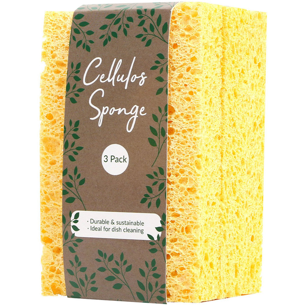 Pack of 3 Cellulose Sponges - Yellow Image 2