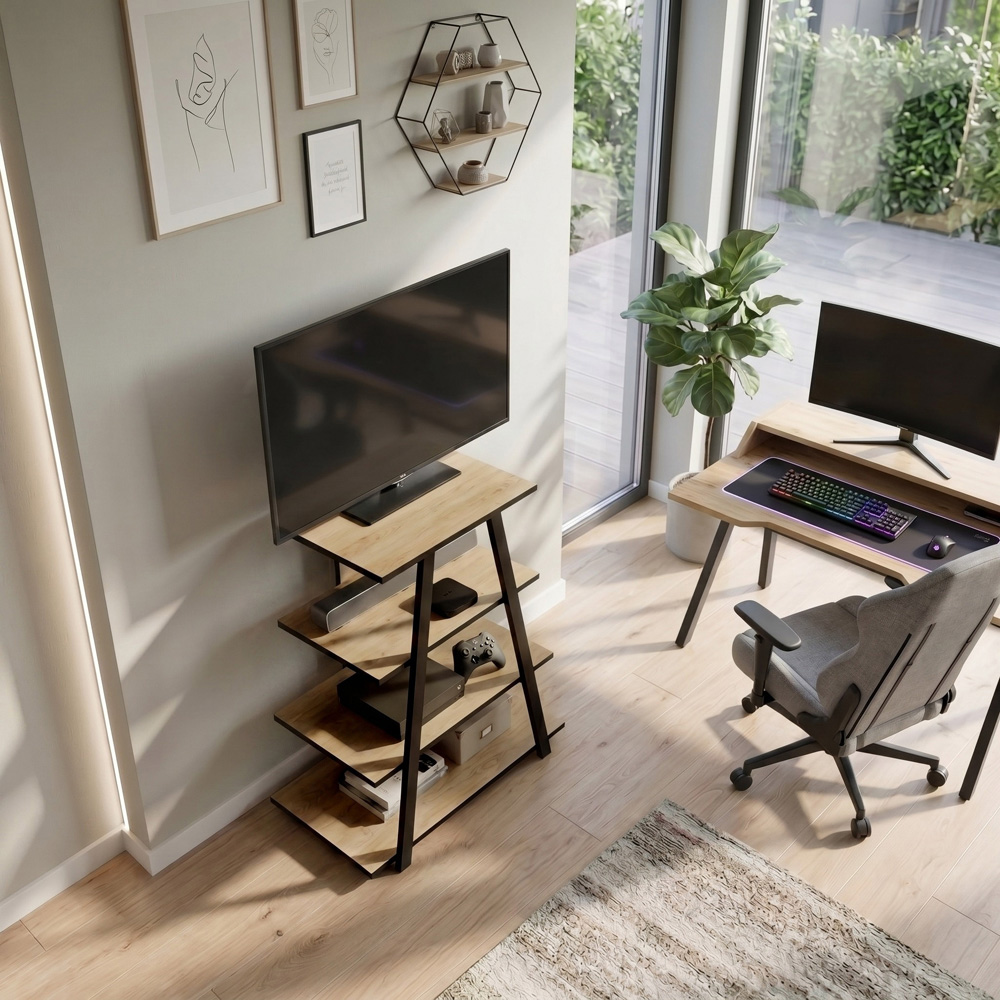 Decortie Lyno Oak 3 Shelf Mini TV Unit Image 3