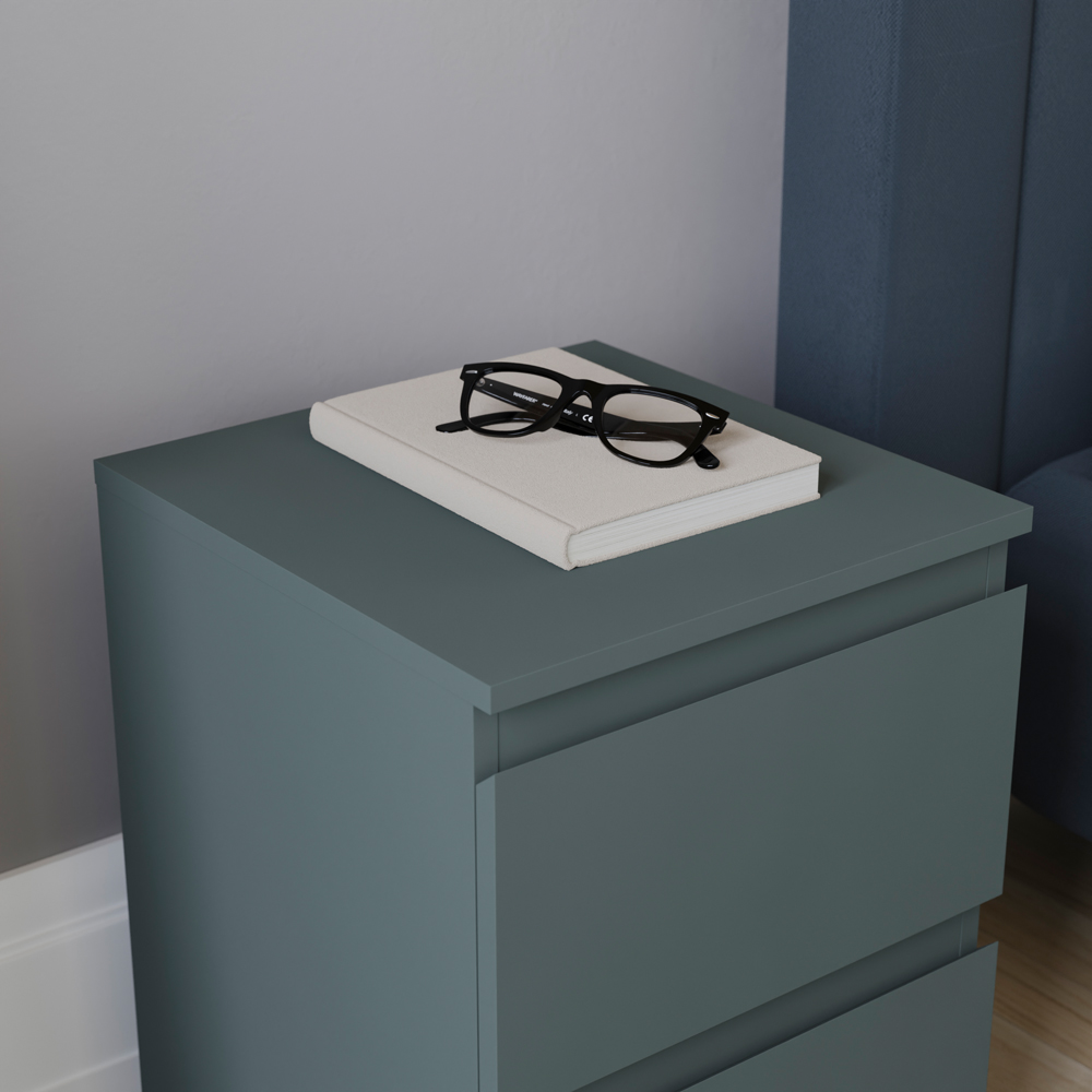 Vida Designs Denver Jasper Green 2 Drawer Bedside Table Image 6