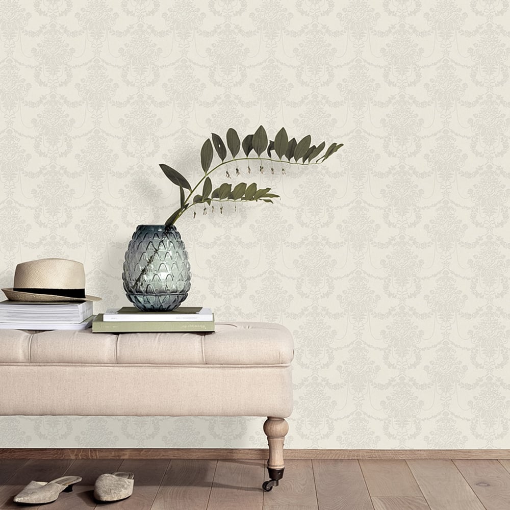 Erismann Timeless Damask Textured Natural Vinyl Wallpaper Image 4
