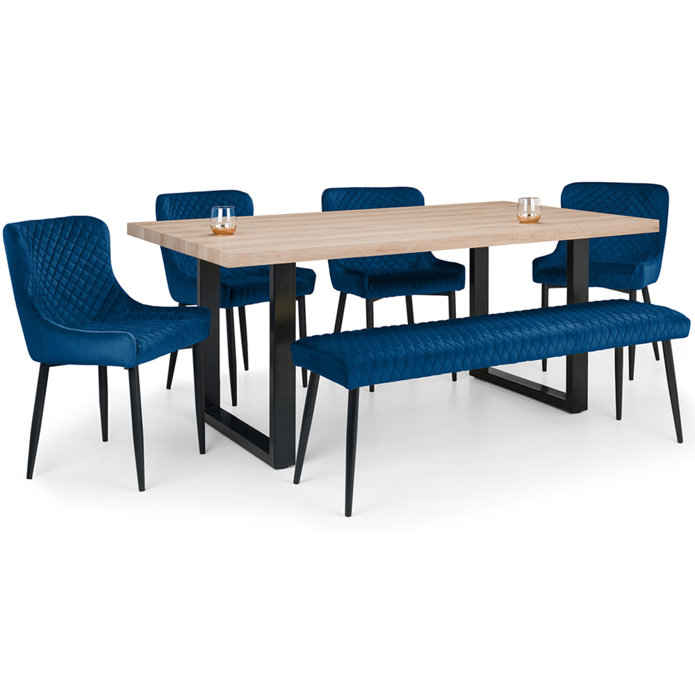 Julian Bowen Berwick 6 Seater Rectangular Dining Set with Low Bench Blue Image 2