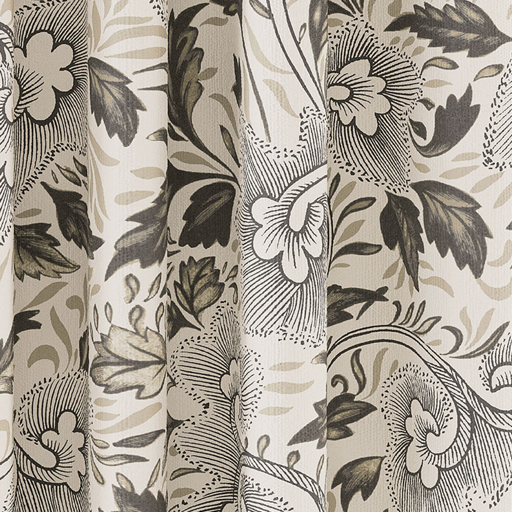 V&A Ornamental Bloom Linen and Grey Lined Blackout Pencil Pleat Curtains 229 x 183cm Image 3