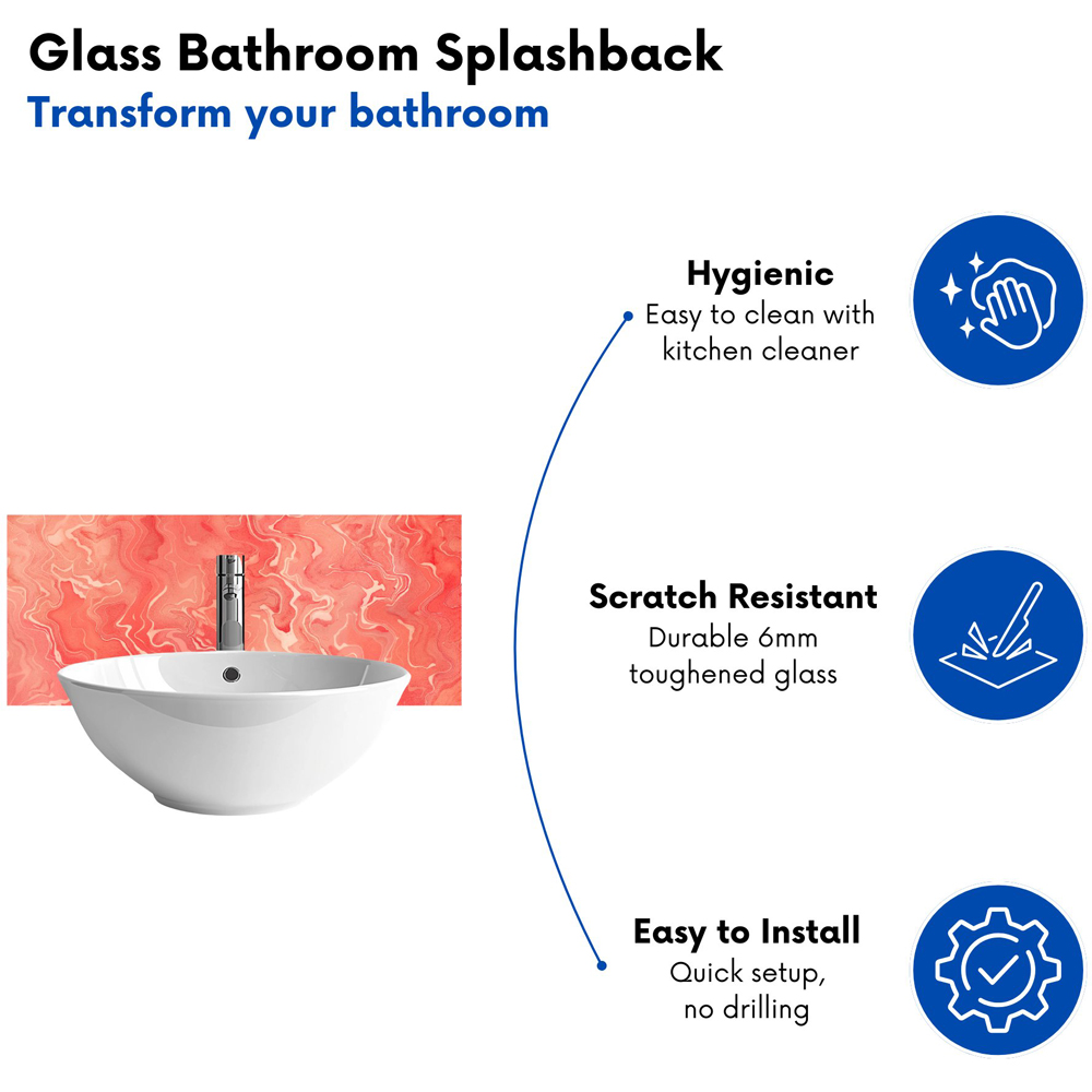 Warren Reed Designer Salmon Pink Marble Effect Bathroom Splashback 25 x 60cm Image 4