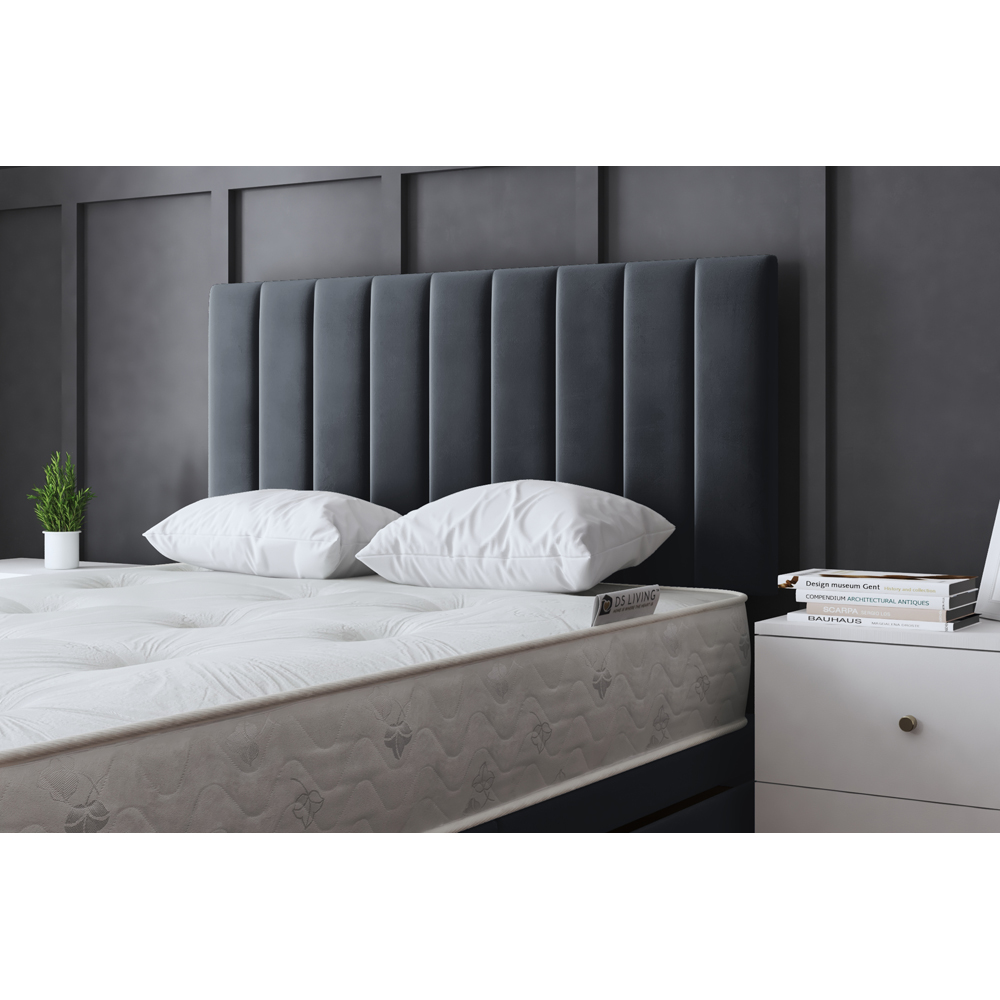 DS Living Amelia Small Double Steel Upholstered Panel Divan Bed with 2 Drawer Image 3