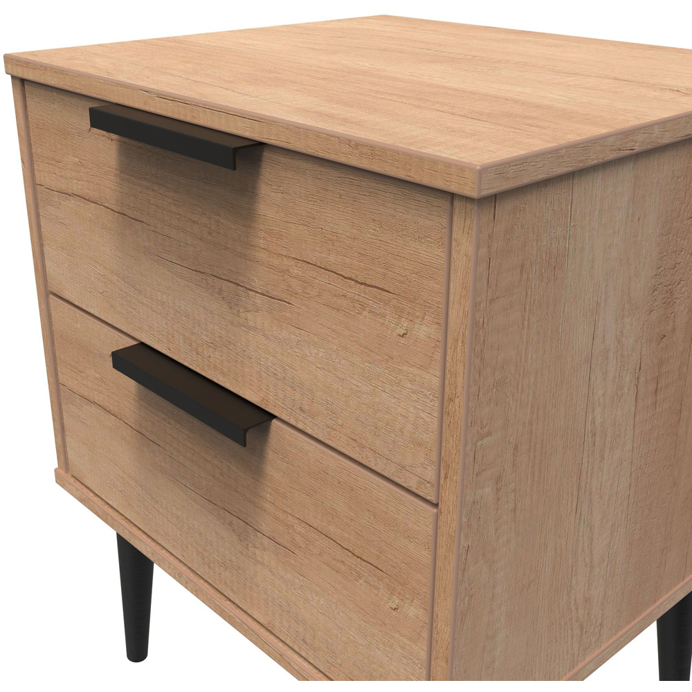 Crowndale Hong Kong 2 Drawer Nebraska Oak Compact Bedside Cabinet Ready Assembled Image 5