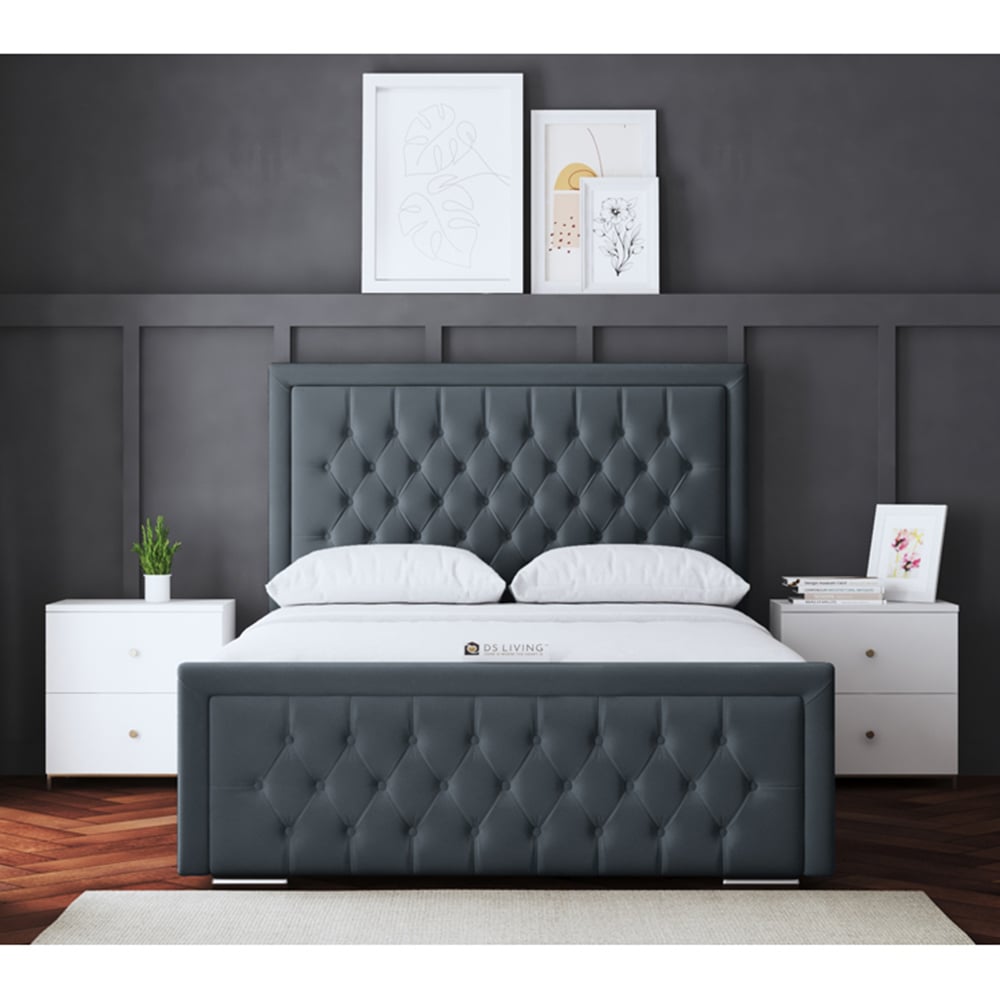 DS Living Allegra Double Steel Upholstered Ottoman Bed with Headboard Image 4