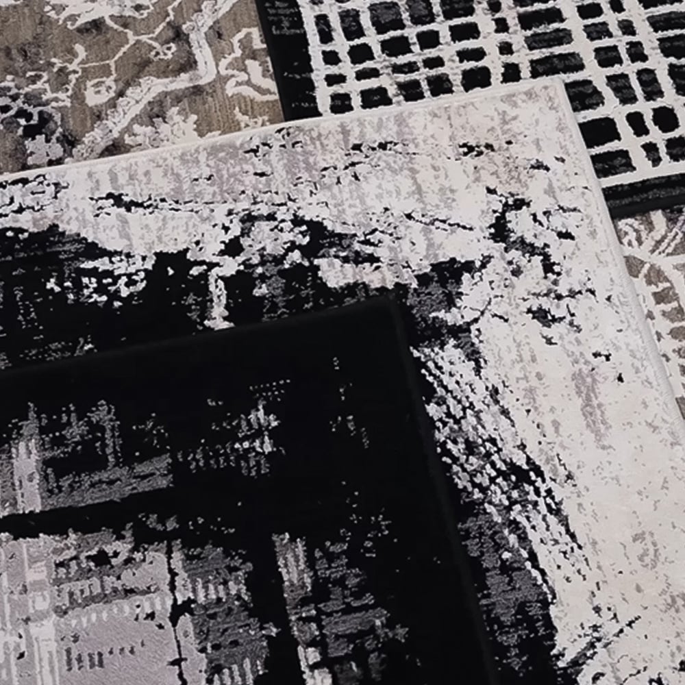 Mayfair Living Room Area Rug Metallic Sheen Contemporary Modern Croc Design - Grey 120cm x 170cm Image 4