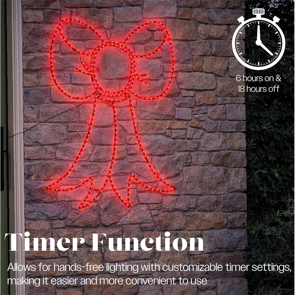 Xmas Haus 316 Red Micro LED Metal Bow Silhouette Christmas Decoration 75cm Image 7