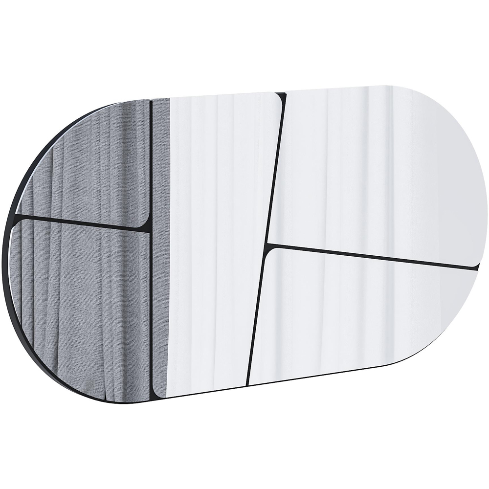 Decortie Otis Abstract Line Design Black Bevelled Oval Wall Mirror 80 x 40cm Image 1