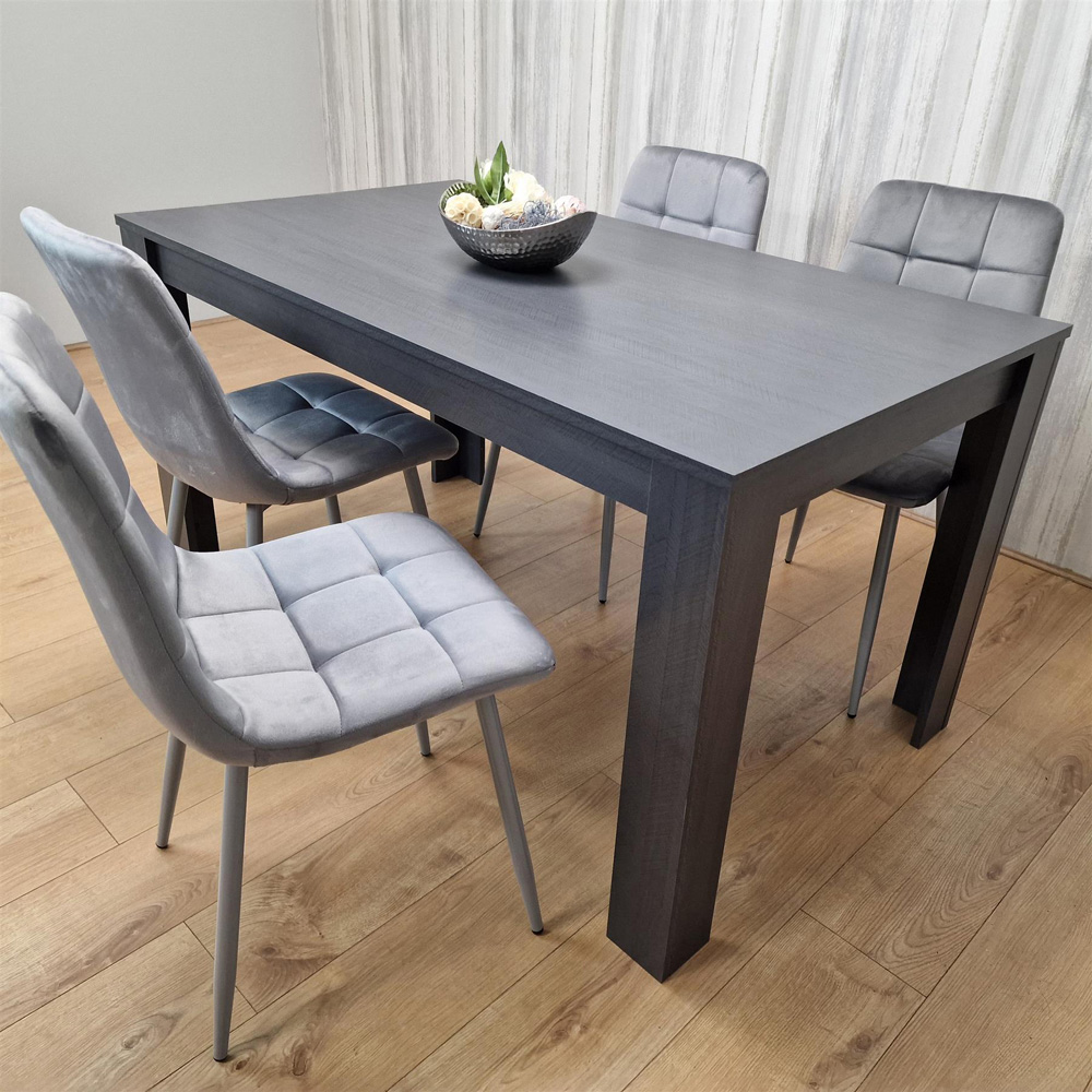 Portland 4 Seater Dining Set Dark Grey and Grey Image 4