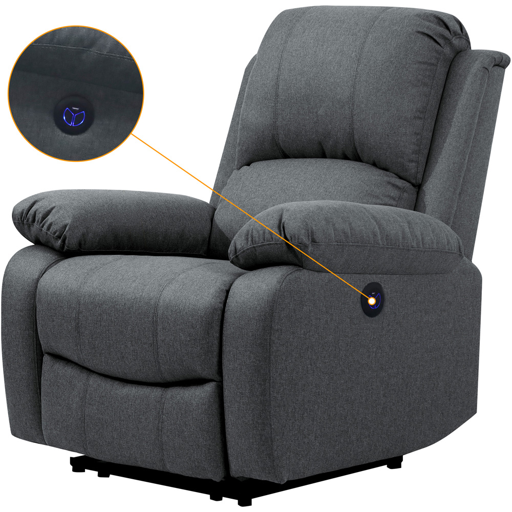Comfy Living 6 Seater Dark Grey Linen Electric Recliner Sofa Set Image 3