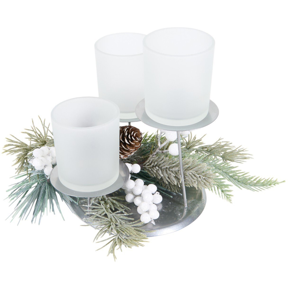 Frosted Berry Candle Holder Set Clear Image 5