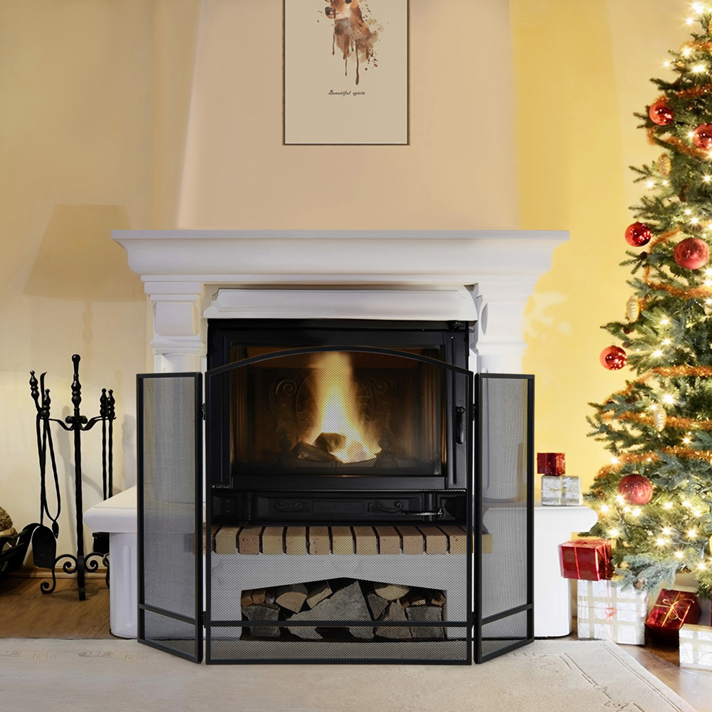 Costway Black 3 Panel Folding Fire Guard Image 5