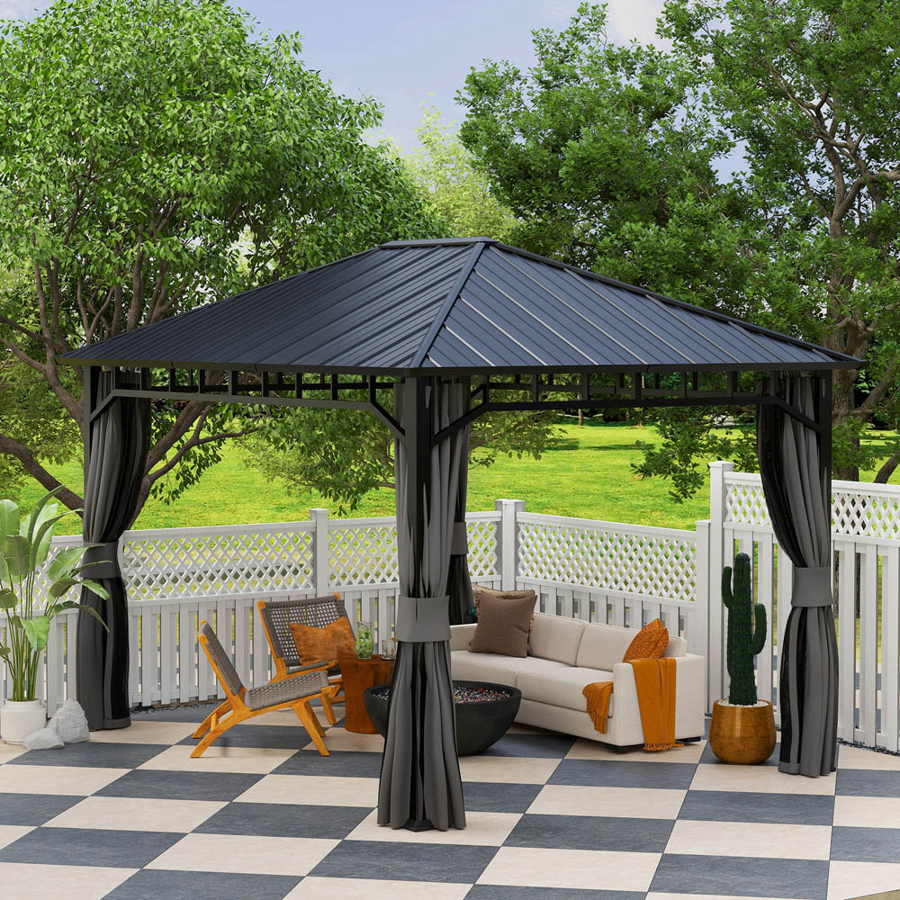 Outsunny 3 x 4m Galvanised Steel Gazebo with Sides Image 3
