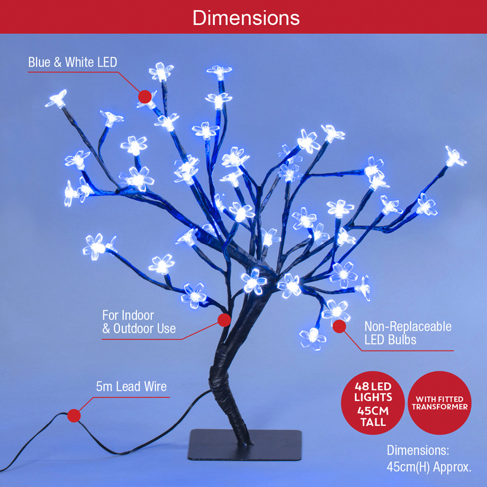 The Christmas Workshop 48 Blue and White LED Blossom Tree Image 6