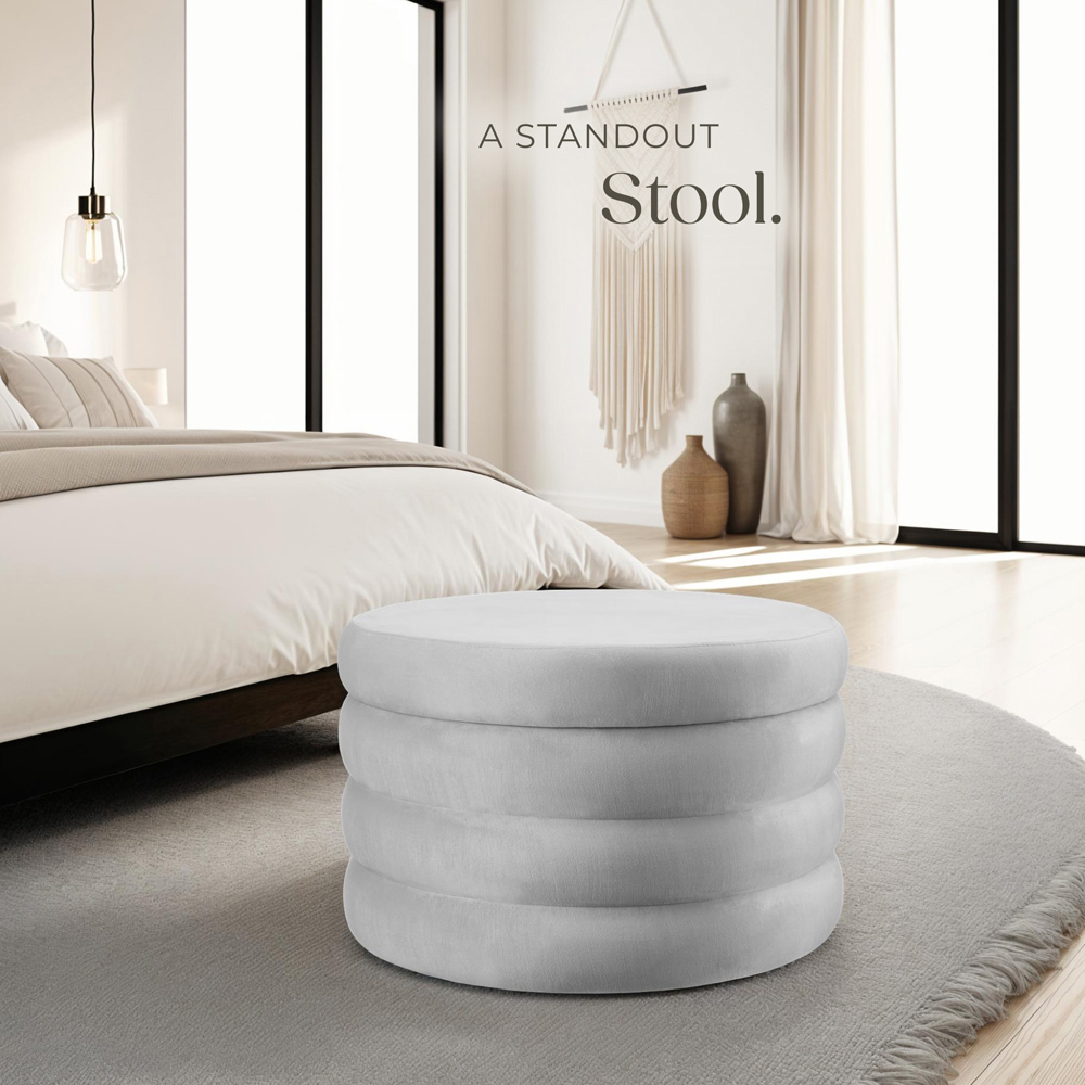 tectake Altu XL Grey Velvet Look Footstool Image 8