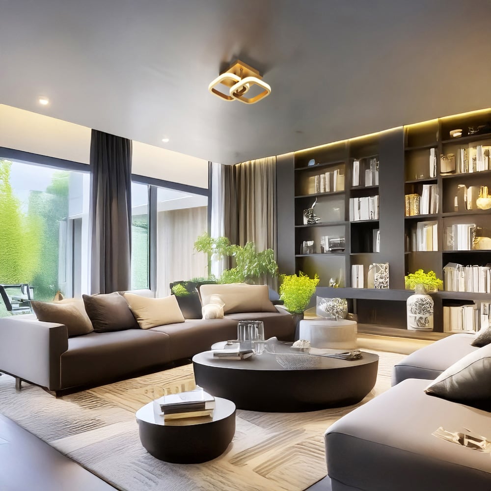 Happy Homewares Brushed Gold Double Head LED Ceiling Light Fitting Image 2