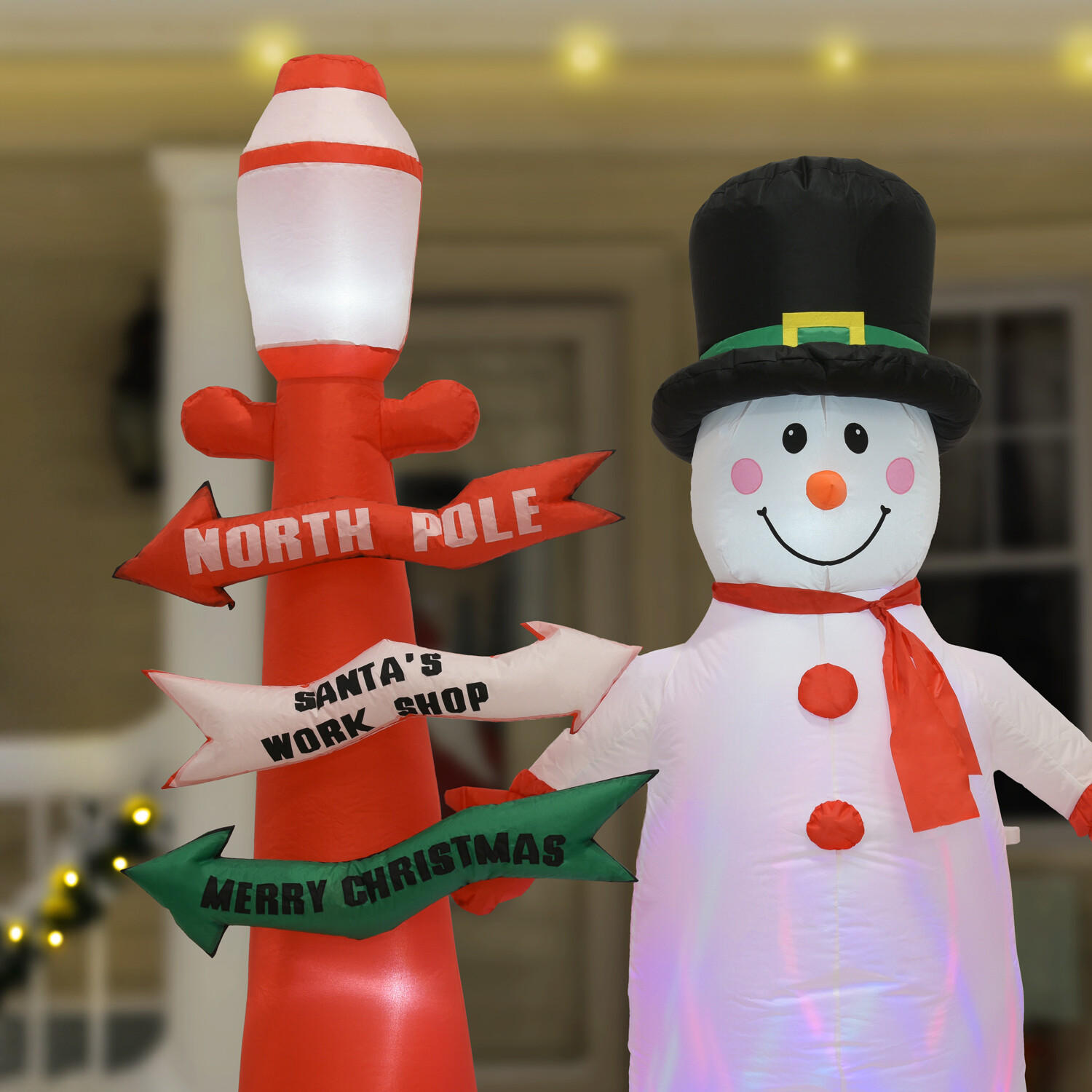 Inflatable Snowman Dog and Road Sign Multicolour Image 3