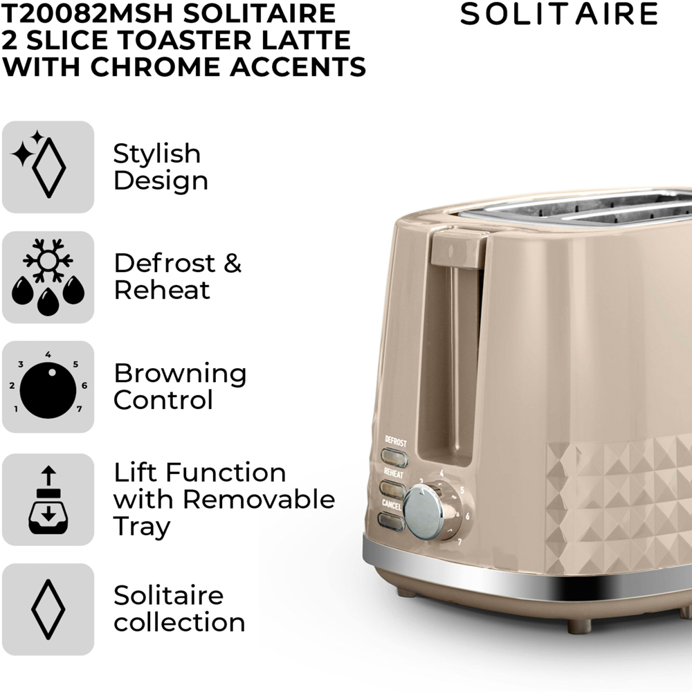 Tower Solitaire EEJB255 Latte 2 Slice Toaster 1.5L Kettle and 6L Air Fryer Bundle Image 4