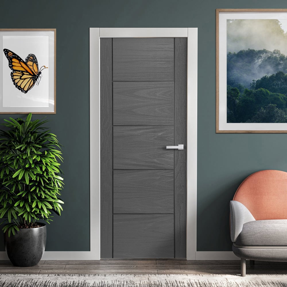 Parma Ash Grey Fully Finished 5 Panel Solid Internal Door 1981 x 838 x 35mm Image 2