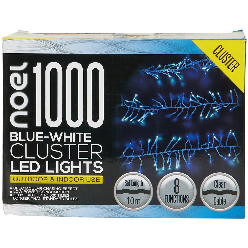 1000 Cluster LED Lights Blue and White - Blue & White Image 3