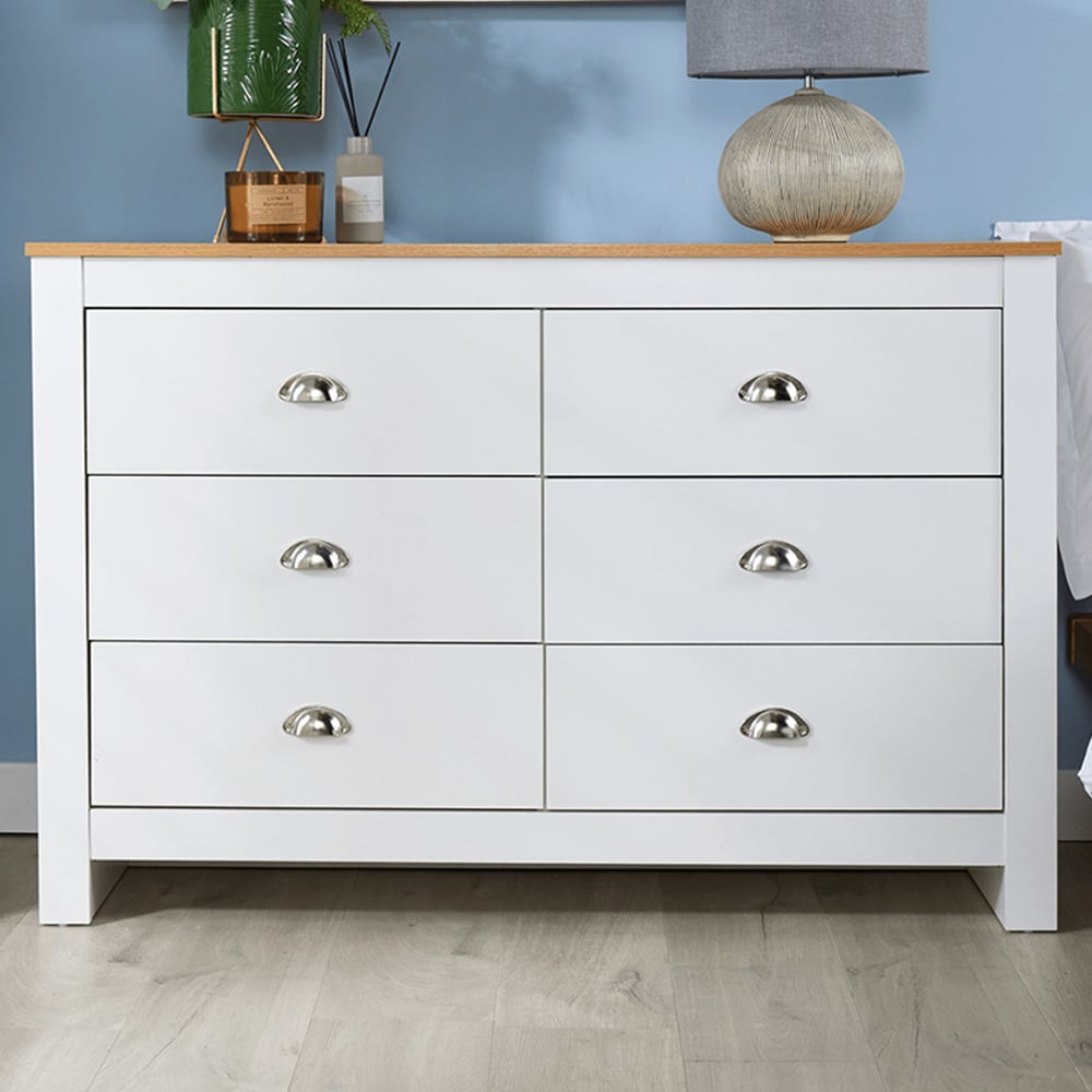 Home Source Camden 6 Drawer White Chest of Drawers Image 1